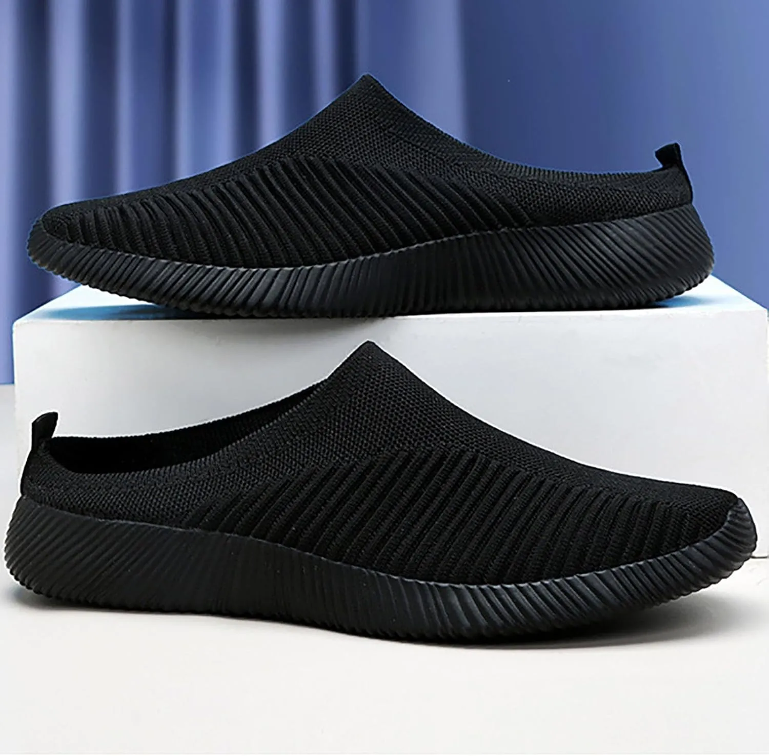 Women's Casual Slip on Half Shoes Breathable Running Shoes for Women Mesh Breathable Casual Dress Shoes White Platform Sneakers White Tennis Shoe Casual Loafers