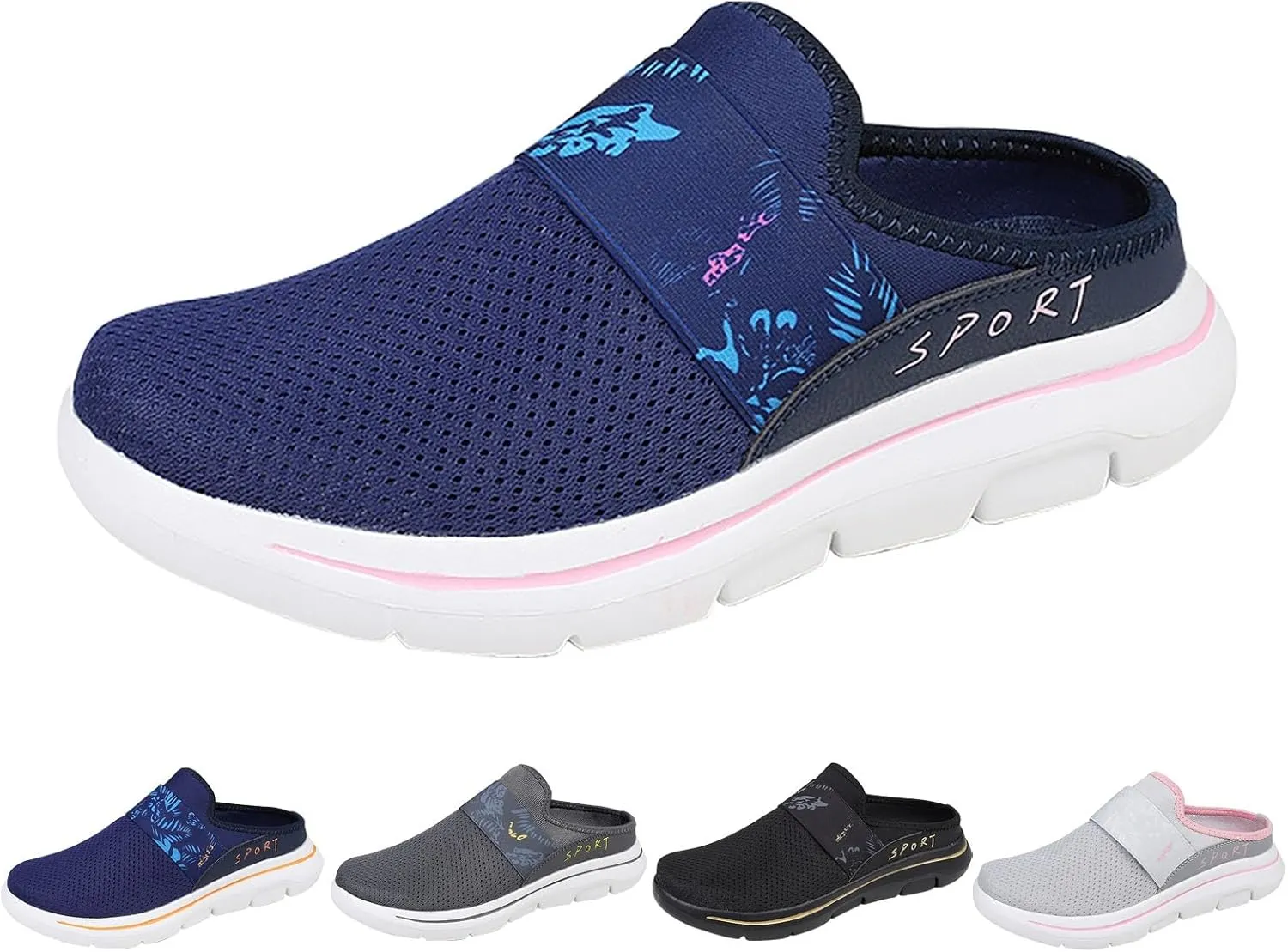 Women's Casual Slip on Half Shoes Breathable Slip On Shoes Women Mesh Breathable White Casual Shoes Black Sneakers Waterproof Tennis Shoe Casual Loafers