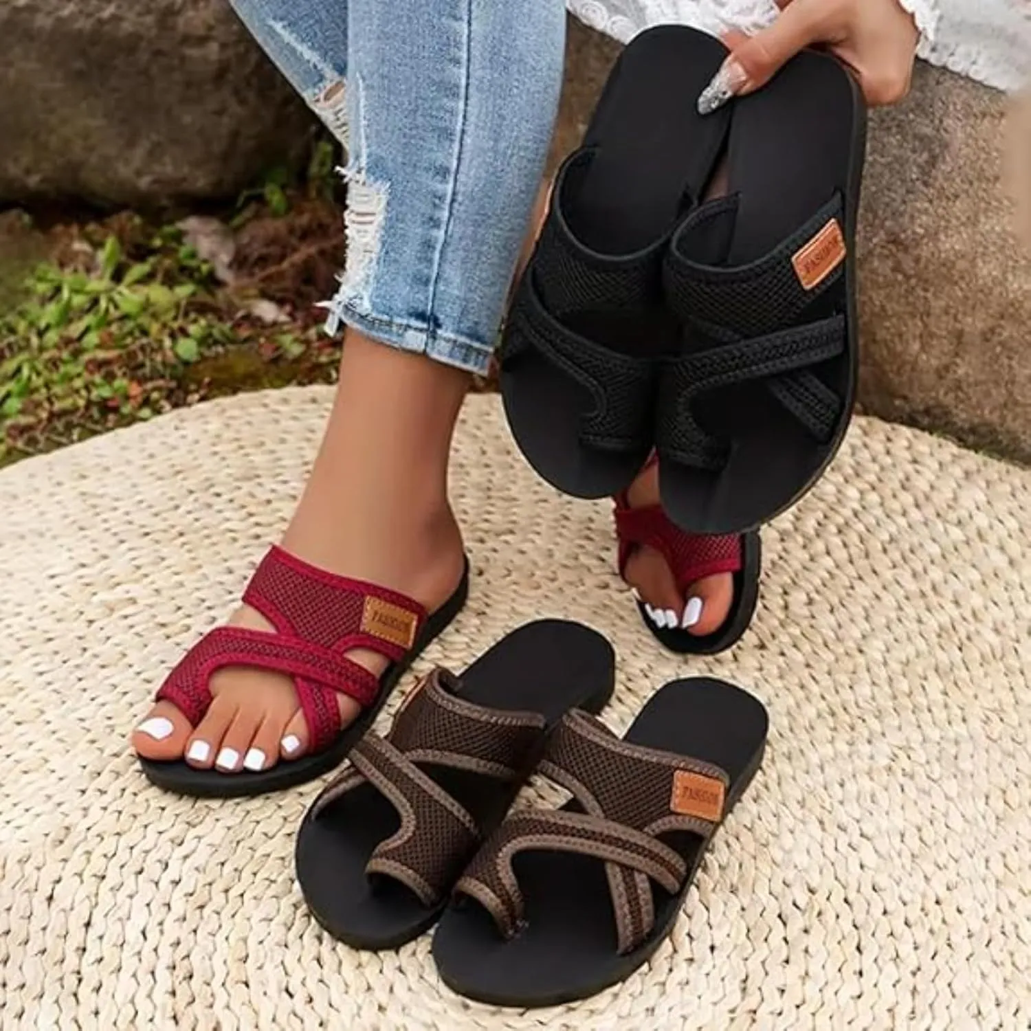 Women's Comfortable Breathable Mesh Flip Flops, Breathable Mesh Sandals, with Arch Support Comfortable Beach Sandals