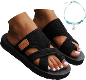 Women's Comfortable Breathable Mesh Flip Flops, Women's Hollow Mesh Slide Sandals with Arch Support, Comfortable Breathable Orthopedic Sandals for Women, Comfortable Beach Sandals
