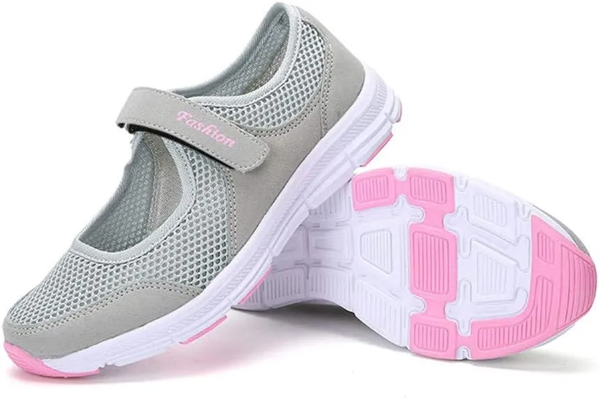 Womens Hollow Out Walk Shoes Breathable Lightweight Soft-Soled Flats Casual Hiking Sneakers Sandals Dance Shoes