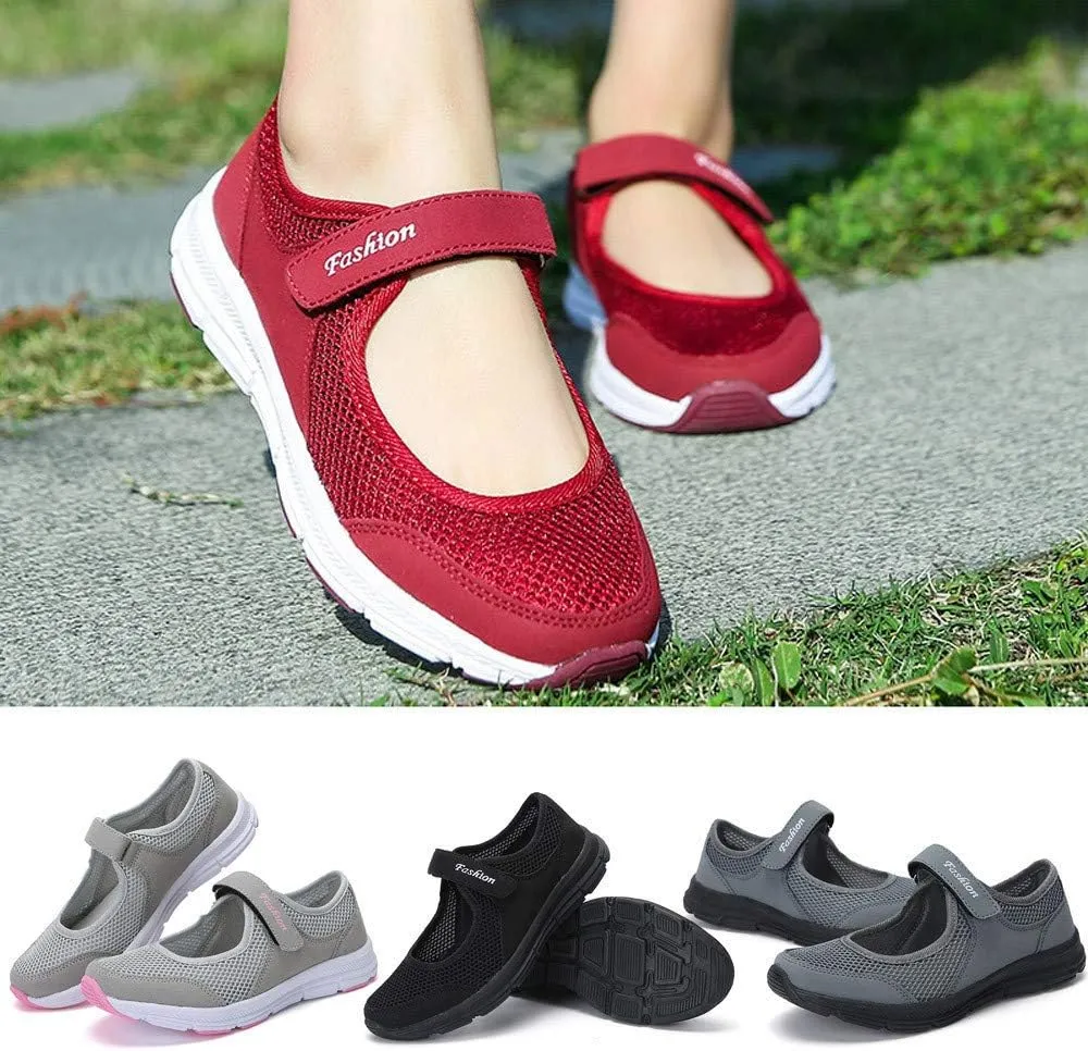 Womens Hollow Out Walk Shoes Breathable Lightweight Soft-Soled Flats Casual Hiking Sneakers Sandals Dance Shoes