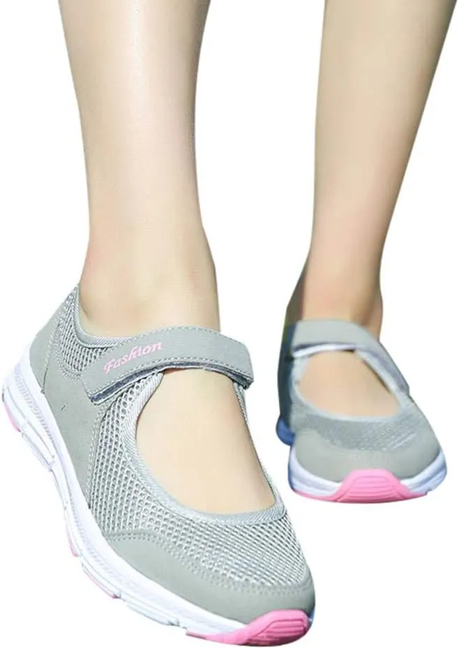 Womens Hollow Out Walk Shoes Breathable Lightweight Soft-Soled Flats Casual Hiking Sneakers Sandals Dance Shoes