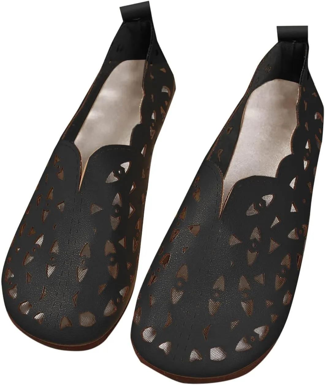 Women's Hollow Shallow Shoes Summer Breathable Single Shoe Casual Vintage Boho Slip on Loafer Flat Sandals