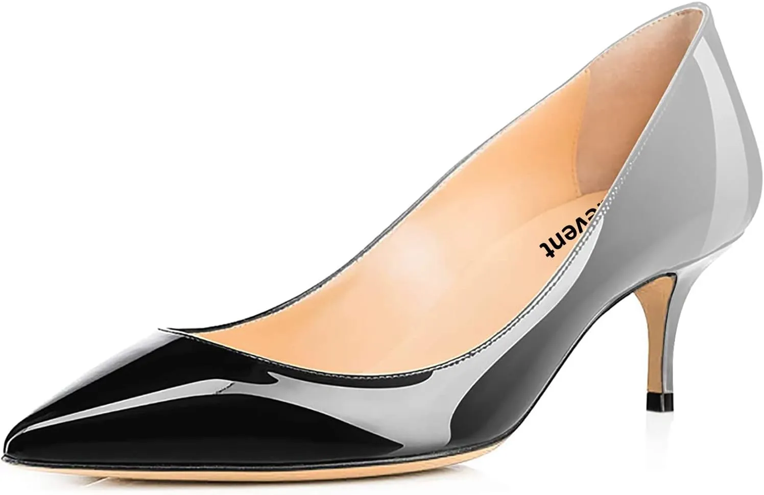 Women's Kitten Heel Pumps Pointed Toe Slip On 2 Inch Heel Comfortable Low Heels Closed Toe Patent Leather Mid Heel Dress Office Pump Shoes