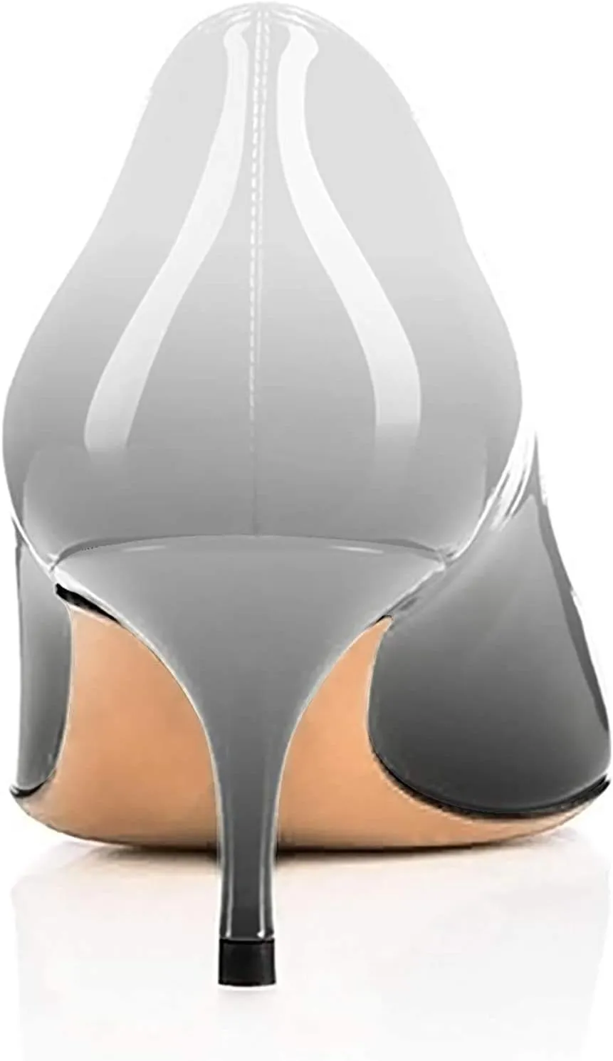 Women's Kitten Heel Pumps Pointed Toe Slip On 2 Inch Heel Comfortable Low Heels Closed Toe Patent Leather Mid Heel Dress Office Pump Shoes