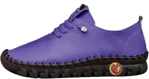 Women's Leather Soft Flat Beef Tendon Bottom Loafers Lace Up Shoes Arch Support Hands Slip on Sneakers