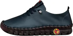 Women's Leather Soft Flat Beef Tendon Bottom Loafers Lace Up Shoes Arch Support Hands Slip on Sneakers
