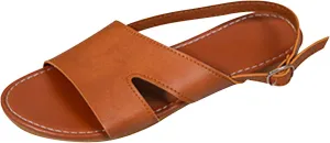 Women's Leather Thick Strappy Sandals Hook and Eye Casual Shoe Summer Spring Flats Vacation Comfy Beach Sandal