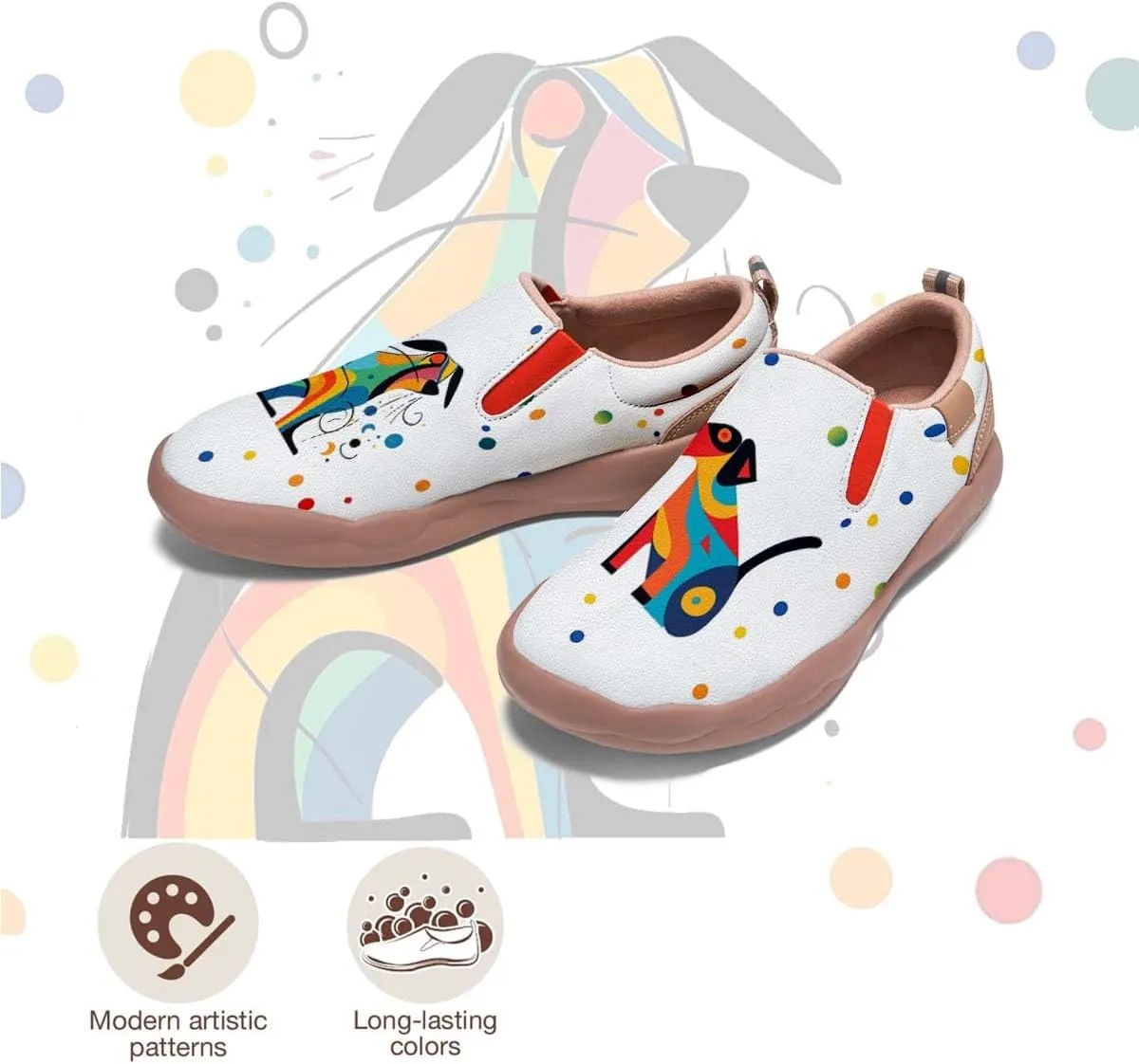Womens Loafers Comfortable Travel Shoes Slip Ons Walking Lightweight Ladies Cartoon Animal Painted Sneaker