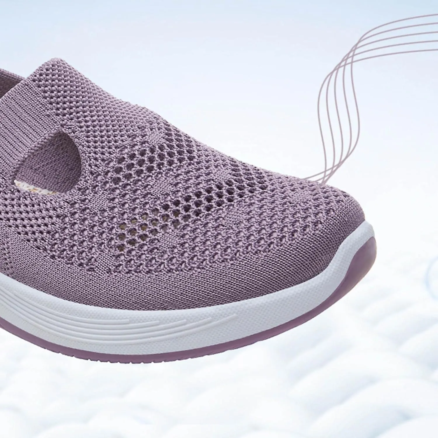 Women's Mesh Shoes Comfortable Soft Bottom Breathable Walking Shoes Large Size Casual One Stirrup Flat Shoes