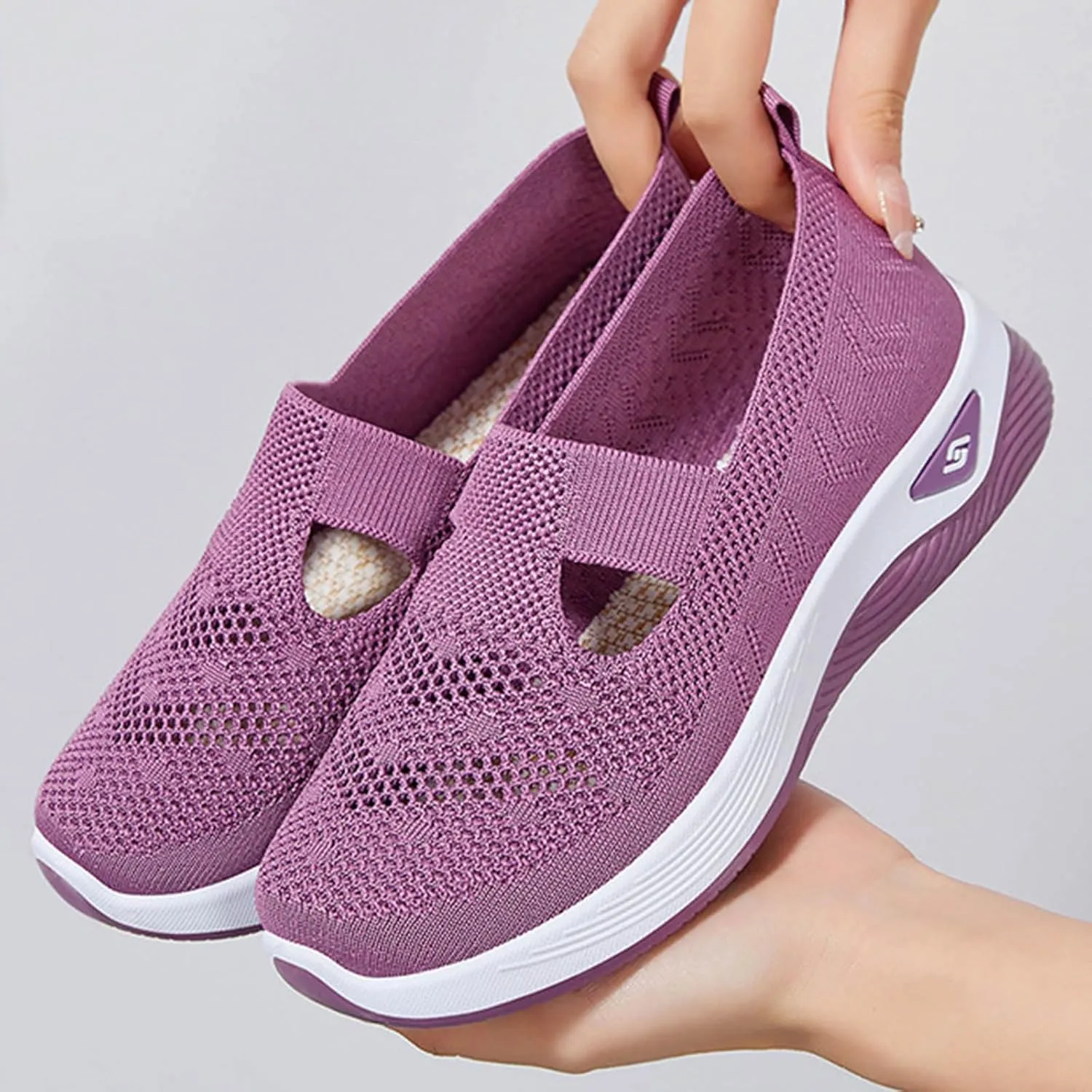 Women's Mesh Shoes Comfortable Soft Bottom Breathable Walking Shoes Large Size Casual One Stirrup Flat Shoes