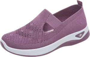 Women's Mesh Shoes Comfortable Soft Bottom Breathable Walking Shoes Large Size Casual One Stirrup Flat Shoes