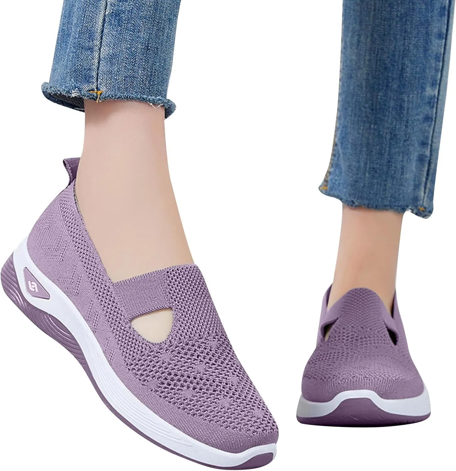 Women's Mesh Shoes Comfortable Soft Bottom Breathable Walking Shoes Large Size Casual One Stirrup Flat Shoes