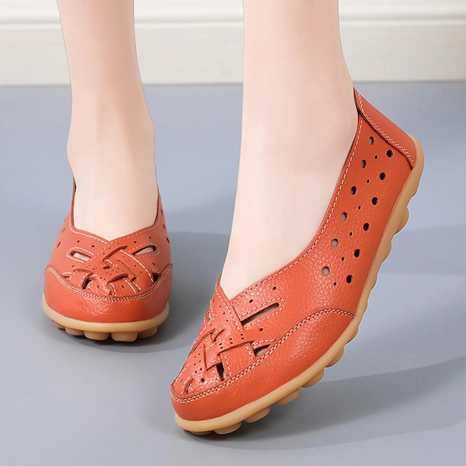 Womens Orthopedic Loafers 2025 Breathable Comfortable Hollow Soft Flats Sandals Summer Casual Slip-On Shoes