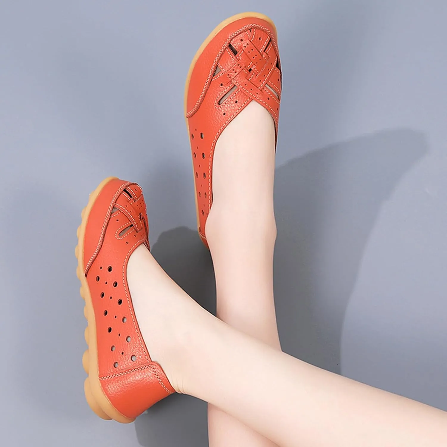 Womens Orthopedic Loafers 2025 Breathable Comfortable Hollow Soft Flats Sandals Summer Casual Slip-On Shoes