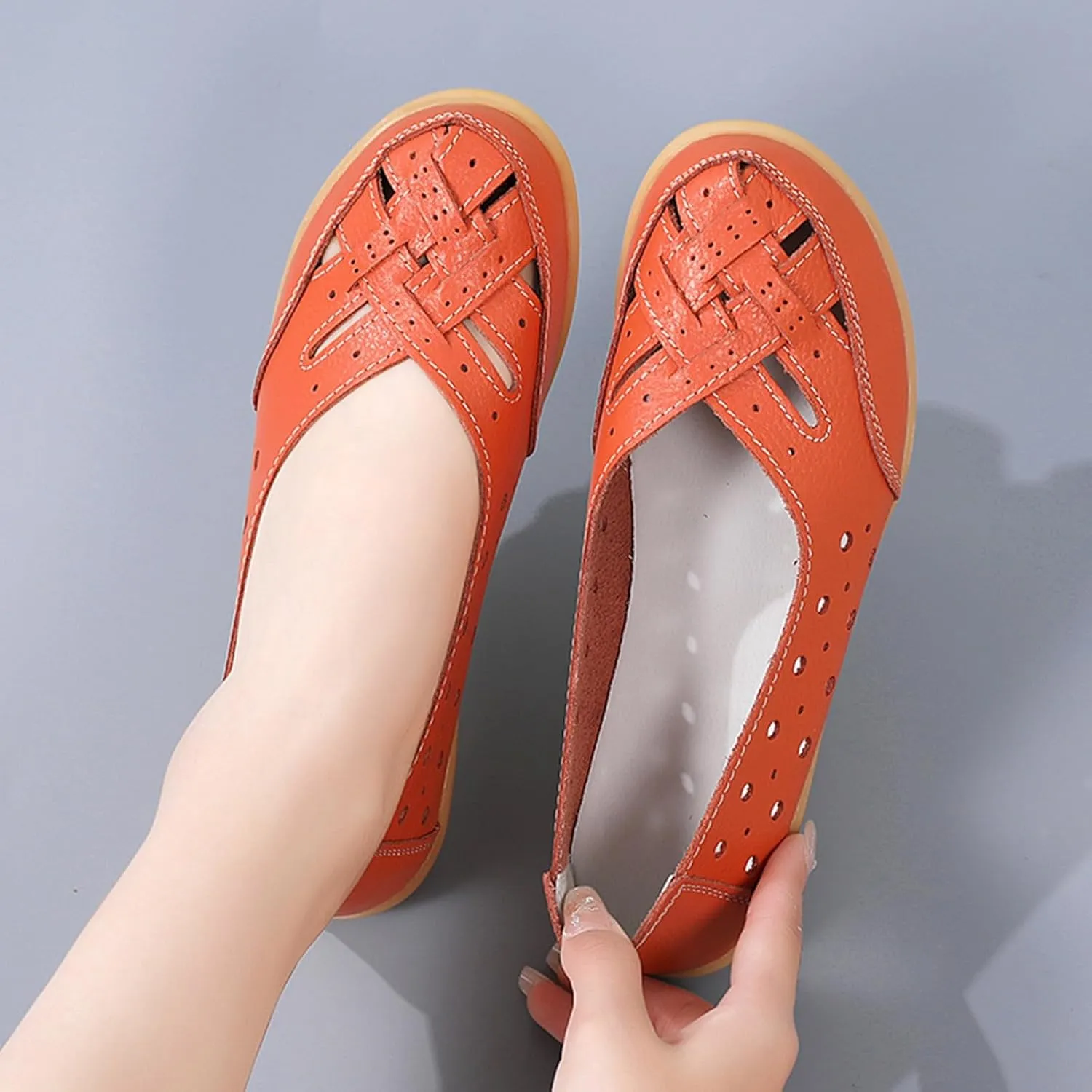 Womens Orthopedic Loafers 2025 Breathable Comfortable Hollow Soft Flats Sandals Summer Casual Slip-On Shoes
