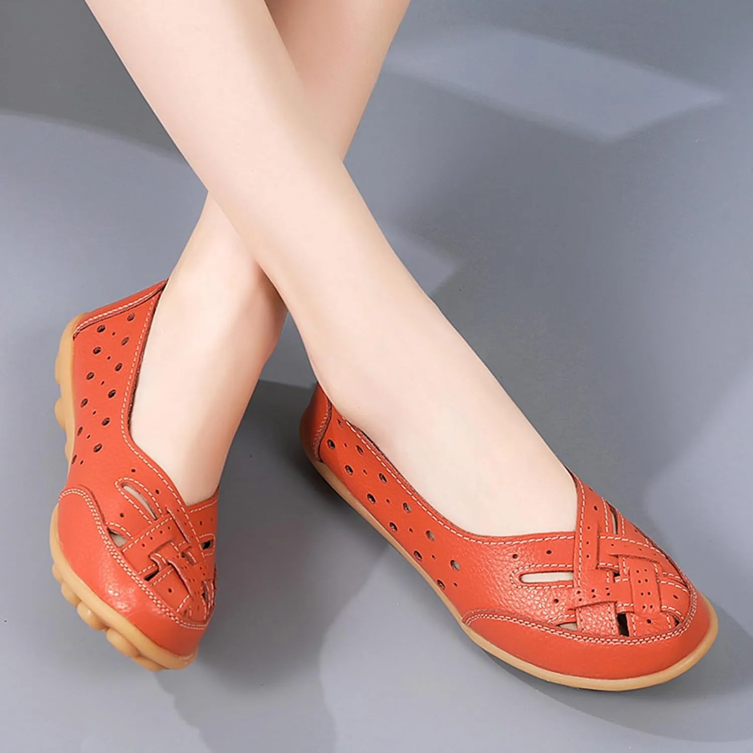 Womens Orthopedic Loafers 2025 Breathable Comfortable Hollow Soft Flats Sandals Summer Casual Slip-On Shoes