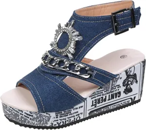 Women's Platform Wedge Sandals Classic Breathable Summer Wedges Sandals Silver Wedges Wedge Sandals for Women