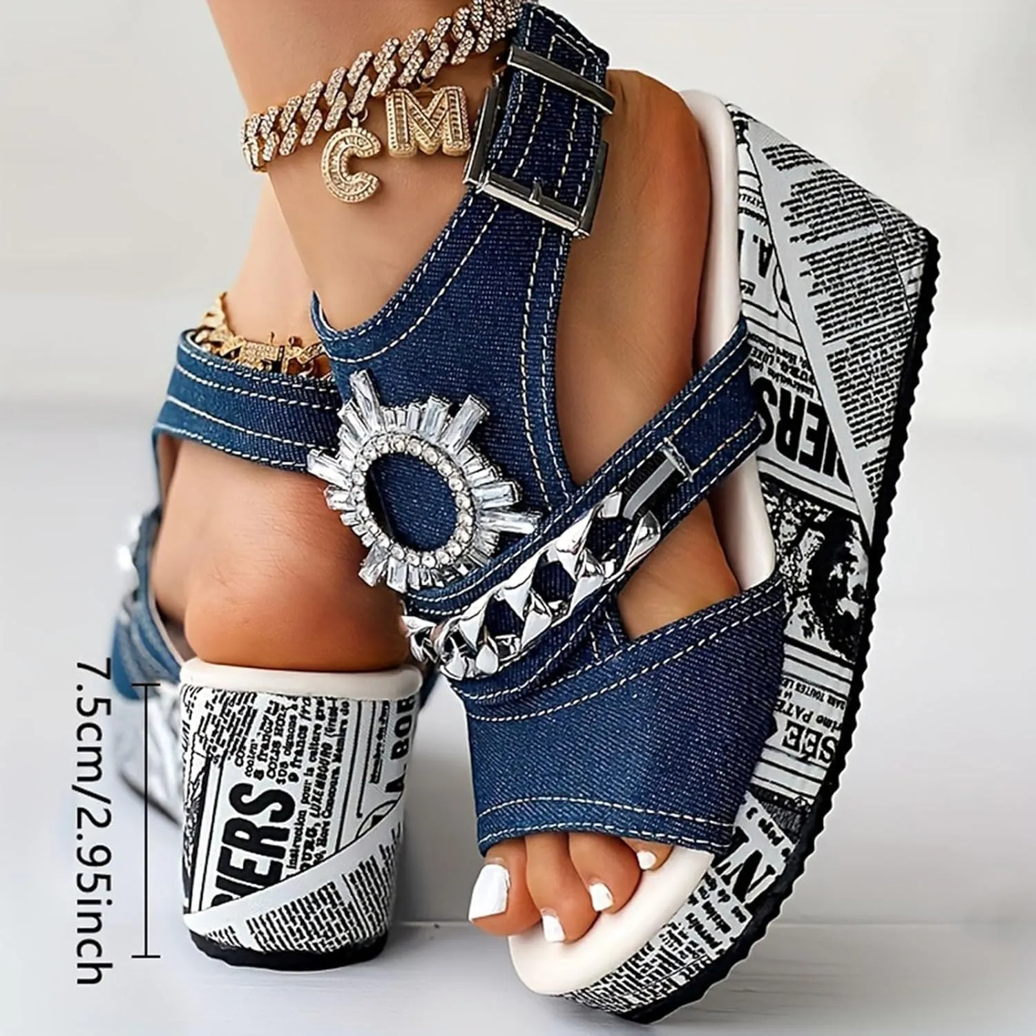 Women's Platform Wedge Sandals Classic Breathable Summer Wedges Sandals Silver Wedges Wedge Sandals for Women