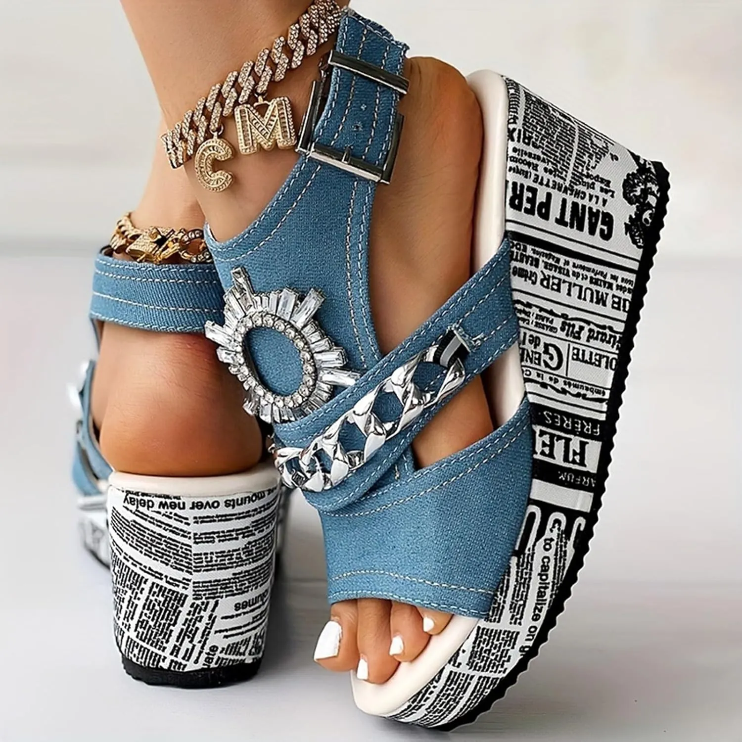 Women's Platform Wedge Sandals Classic Breathable Summer Wedges Sandals Silver Wedges Wedge Sandals for Women