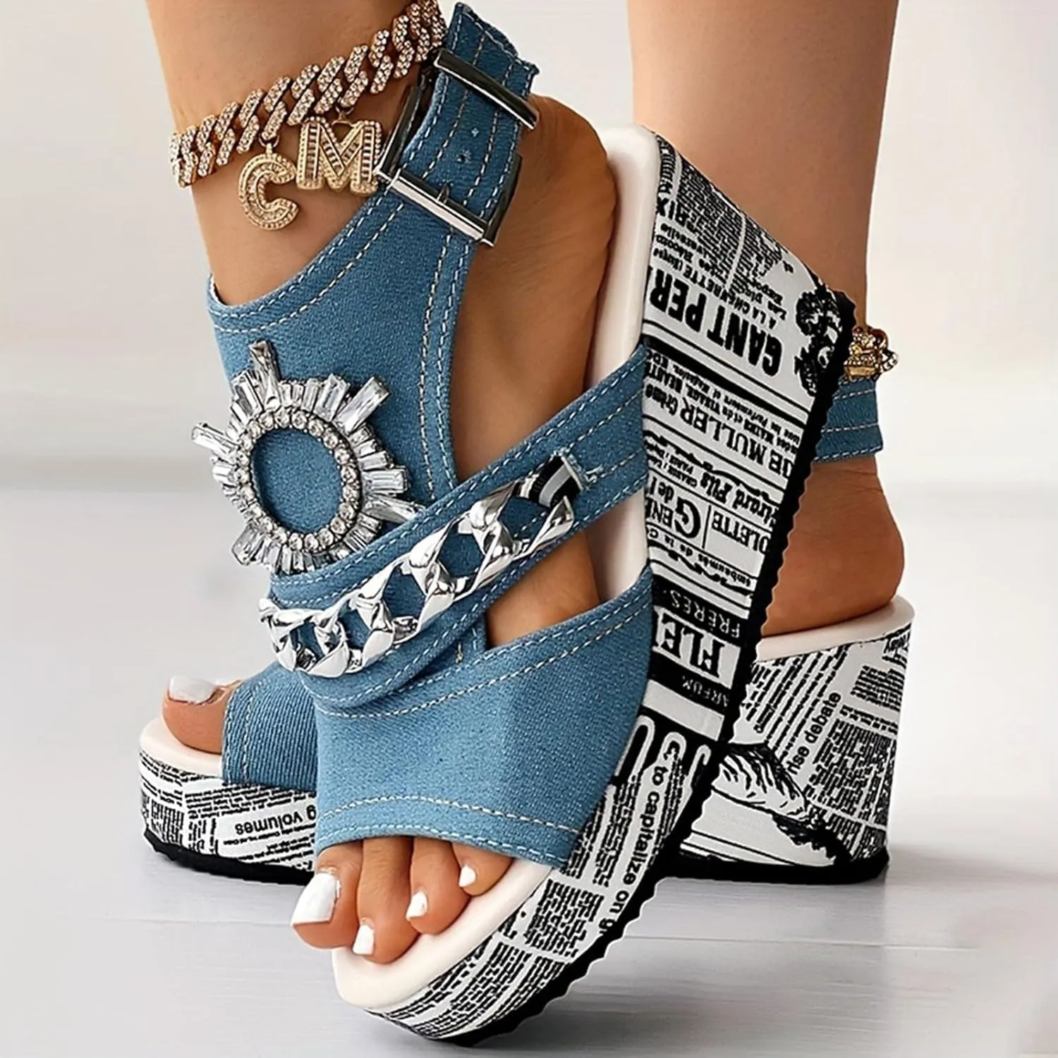 Women's Platform Wedge Sandals Classic Breathable Summer Wedges Sandals Silver Wedges Wedge Sandals for Women
