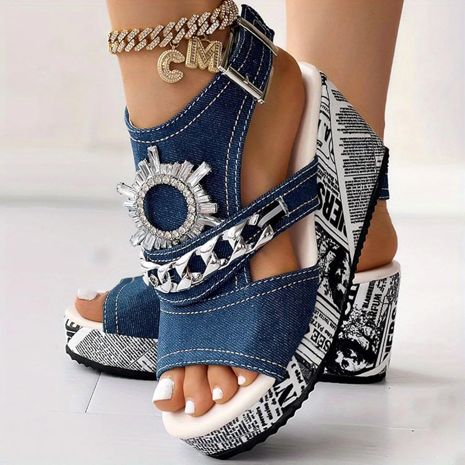 Women's Platform Wedge Sandals Classic Breathable Summer Wedges Sandals Silver Wedges Wedge Sandals for Women