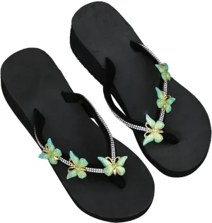 Womens Sandals 2023 Summer Fashion Slip on Wedge Platform Flip Flops Butterfly Rhinestone Thong Straps Clip Toe Slippers Comfy Casual Ladies Shoes