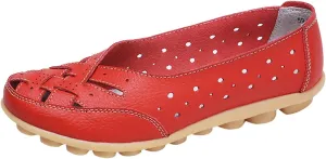 Women's Sandals Comfortable Leather Loafers Slip On Walking Flats Casual Round Toe Moccasins Outdoor Breathable Soft Shoes