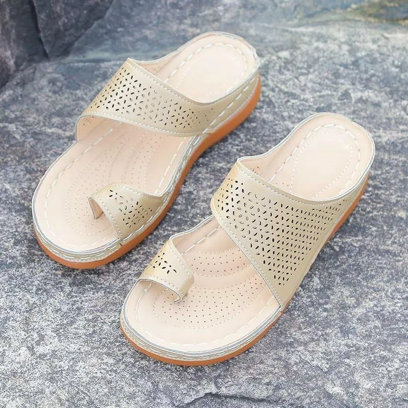 Women's Slide Wedge Sandal 2025 Summer Comfortable Arched Support Breathable Slip on Slides Slipper Beach Shoes