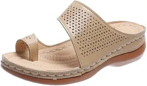 Women's Slide Wedge Sandal 2025 Summer Comfortable Arched Support Breathable Slip on Slides Slipper Beach Shoes