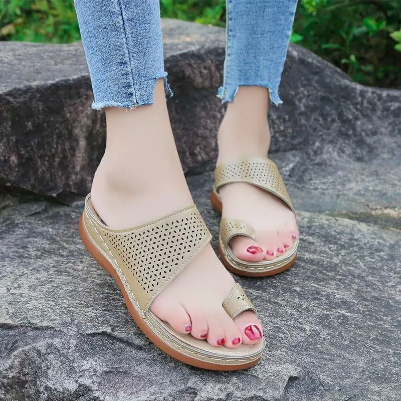 Women's Slide Wedge Sandal 2025 Summer Comfortable Arched Support Breathable Slip on Slides Slipper Beach Shoes