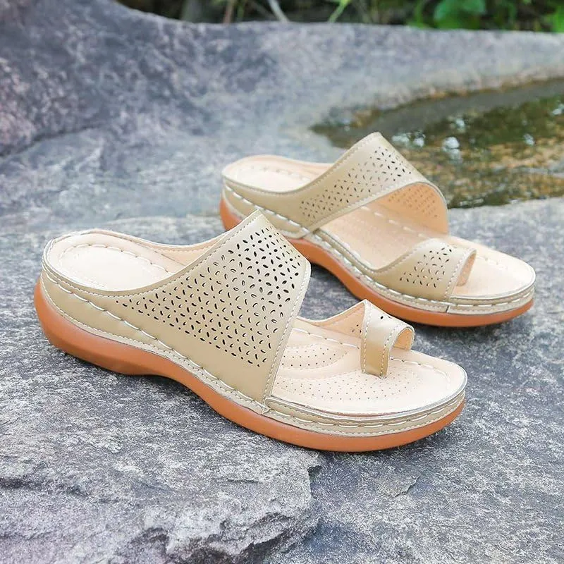 Women's Slide Wedge Sandal 2025 Summer Comfortable Arched Support Breathable Slip on Slides Slipper Beach Shoes