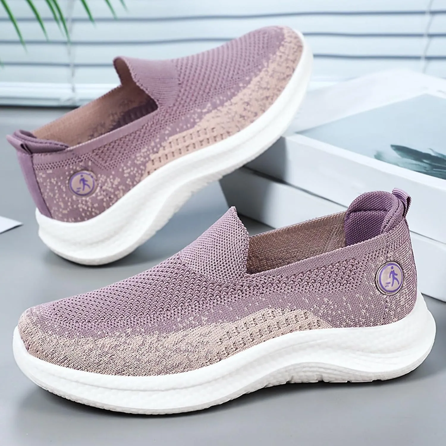 Women's Slip On Mesh Casual Comfortable Walking Sneakers Breathable Soft Sole Non-Slip Running Jogging Shoes