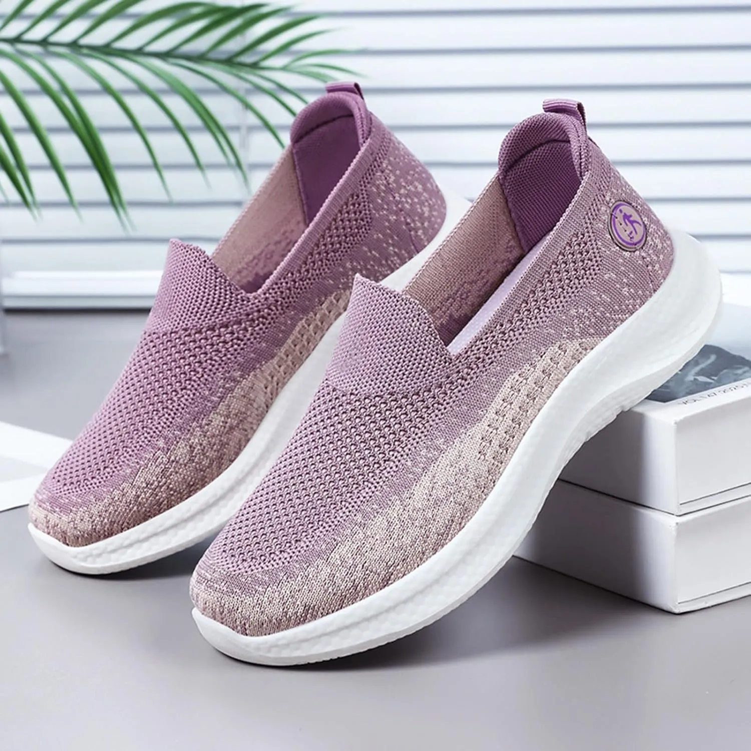 Women's Slip On Mesh Casual Comfortable Walking Sneakers Breathable Soft Sole Non-Slip Running Jogging Shoes