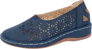 Womens Slip-on Platform Wedge Sandals Breathable Loafers Closed Toe Low Heel Walking Outdoor Flat Sandals