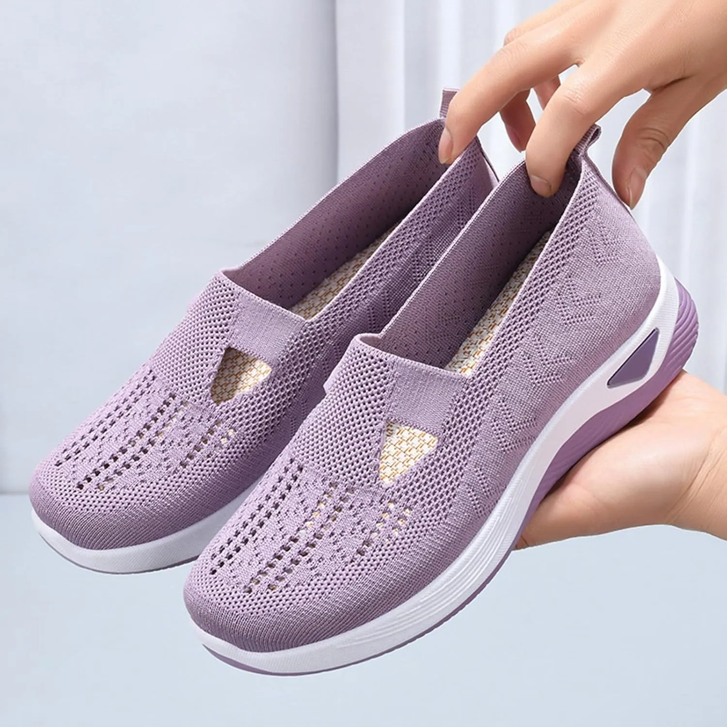 Womens Slip On Sneakers Casual Comfortable Walking Shoes Lightweight Canvas Flats Breathable Mesh Non Slip Loafers