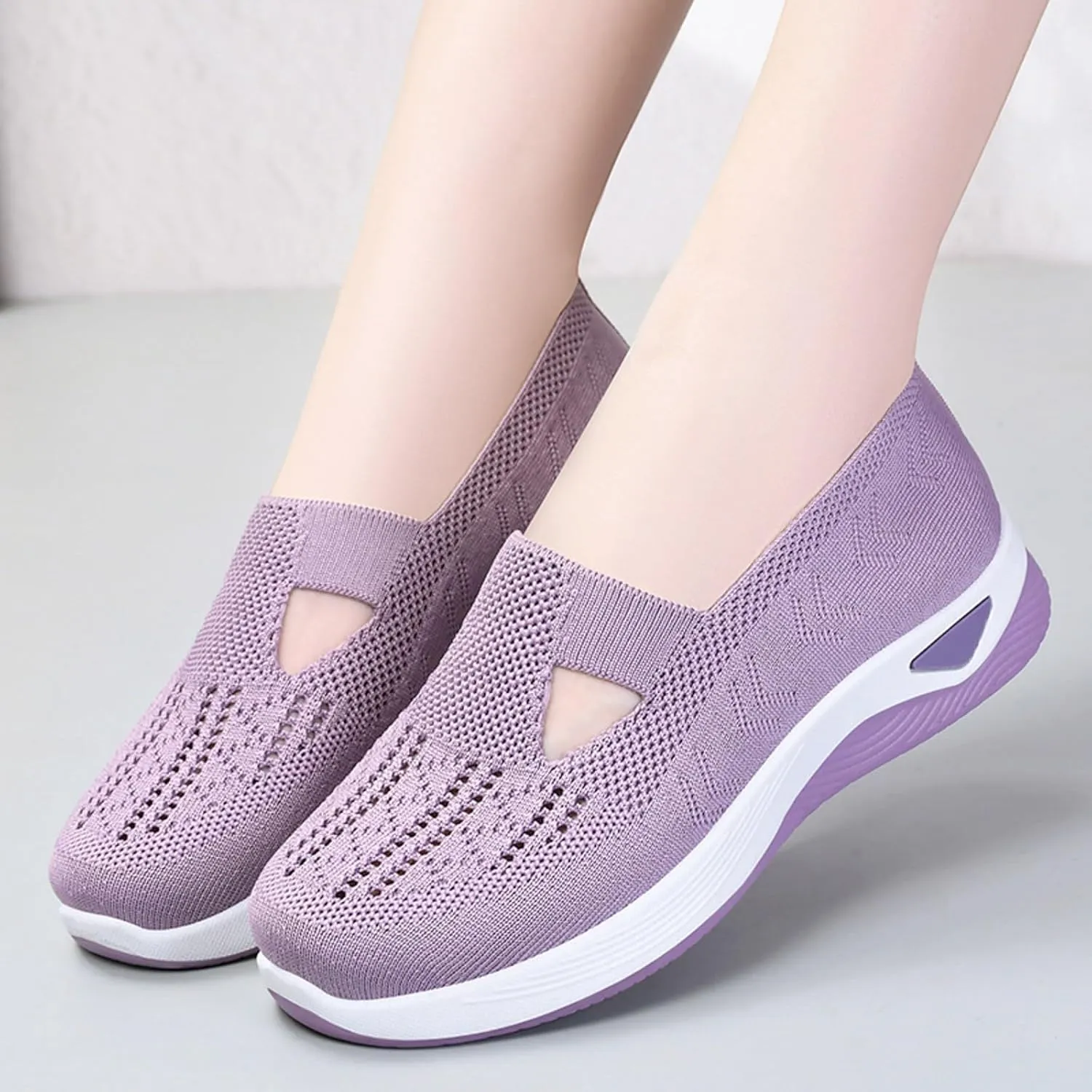Womens Slip On Sneakers Casual Comfortable Walking Shoes Lightweight Canvas Flats Breathable Mesh Non Slip Loafers