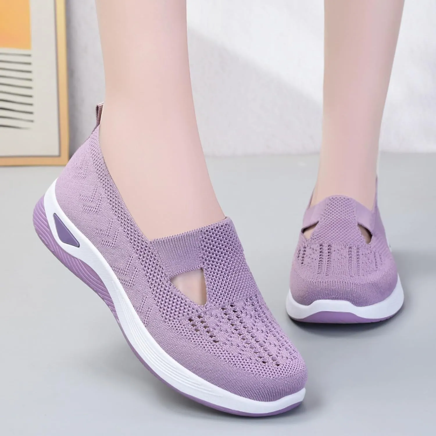 Womens Slip On Sneakers Casual Comfortable Walking Shoes Lightweight Canvas Flats Breathable Mesh Non Slip Loafers