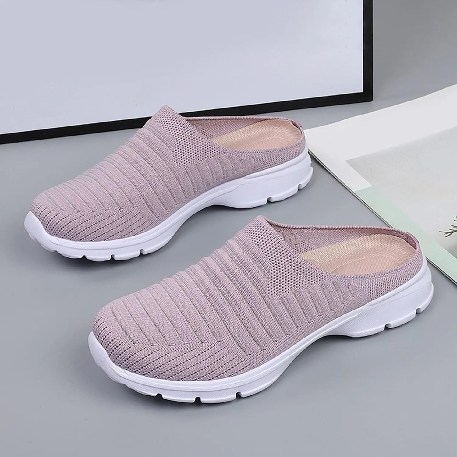 Womens Slip On Sneakers Casual Comfortable Walking Shoes Lightweight Canvas Flats Breathable Mesh Non Slip Loafers