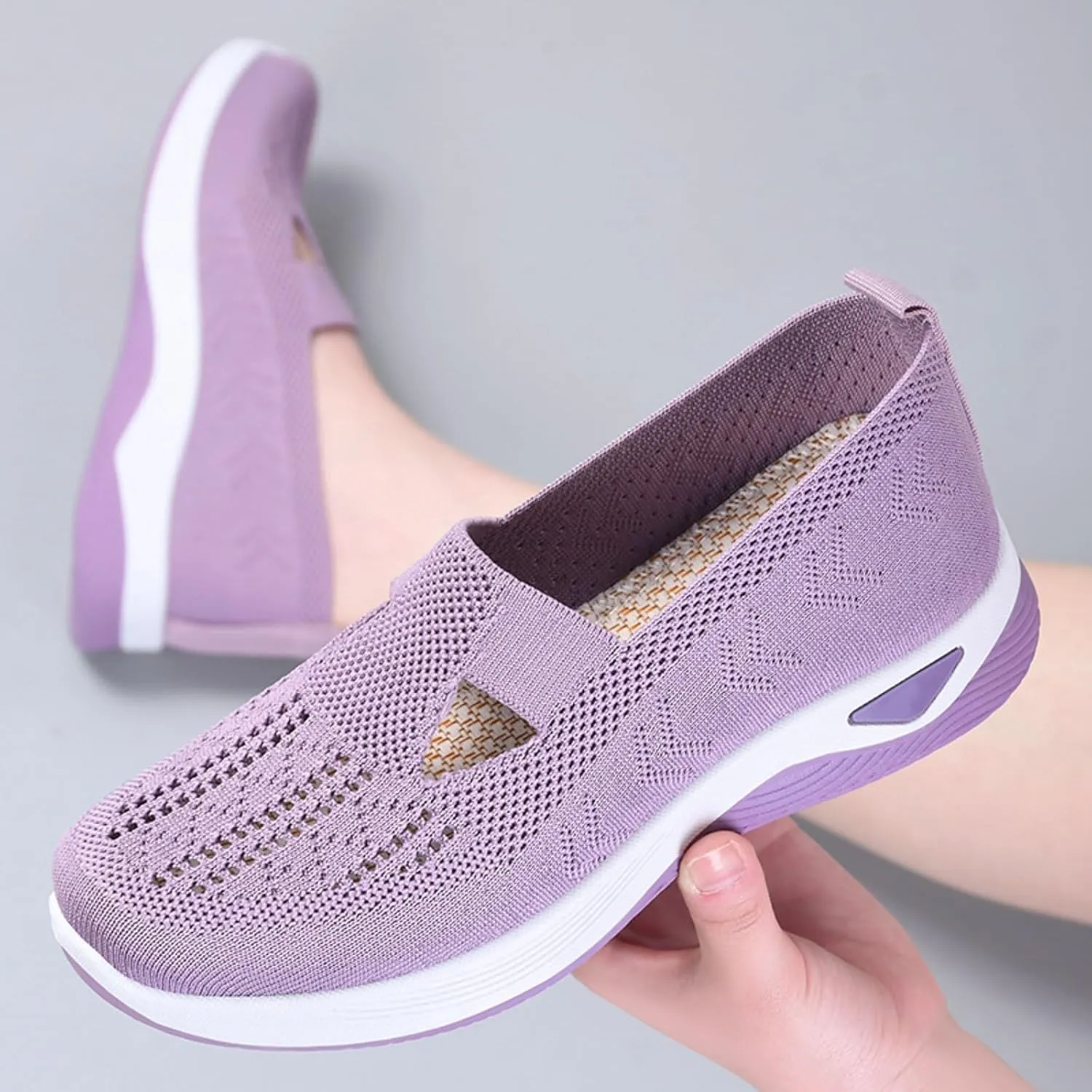 Womens Slip On Sneakers Casual Comfortable Walking Shoes Lightweight Canvas Flats Breathable Mesh Non Slip Loafers