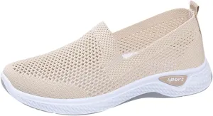 Women's Slip on Sneakers Shoes Woven Orthopedic Breathable Soft Shoes Walking Diabetic Foam Shoes Hands Free Slip in
