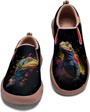 Women's Slip Ons Sneakers Lightweight Walking Casual Loafers Animal Splatter Art Painted Travel Holiday Shoes