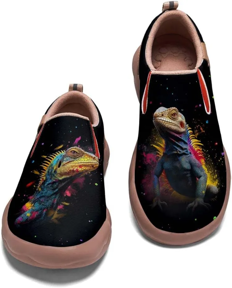 Women's Slip Ons Sneakers Lightweight Walking Casual Loafers Animal Splatter Art Painted Travel Holiday Shoes