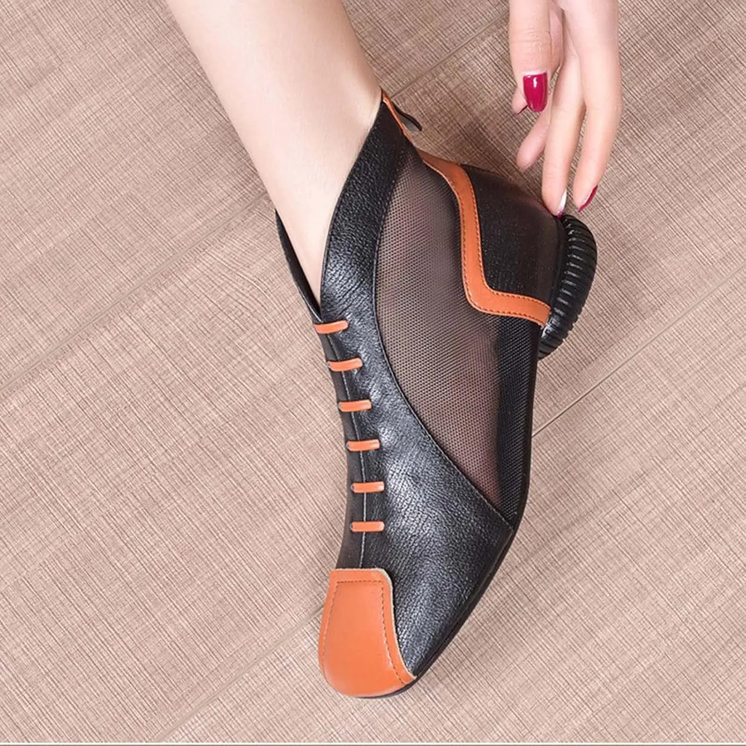 Womens Summer Breathable Mesh Ankle Boots Casual Lightweight Walking Booties Color Block Imitation Leather Boot 2025 New