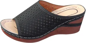 Women's Wedge Open Toe Orthopedic Sandals Comfy Platform Wide Width Slippers Slip-on Beach Sandals