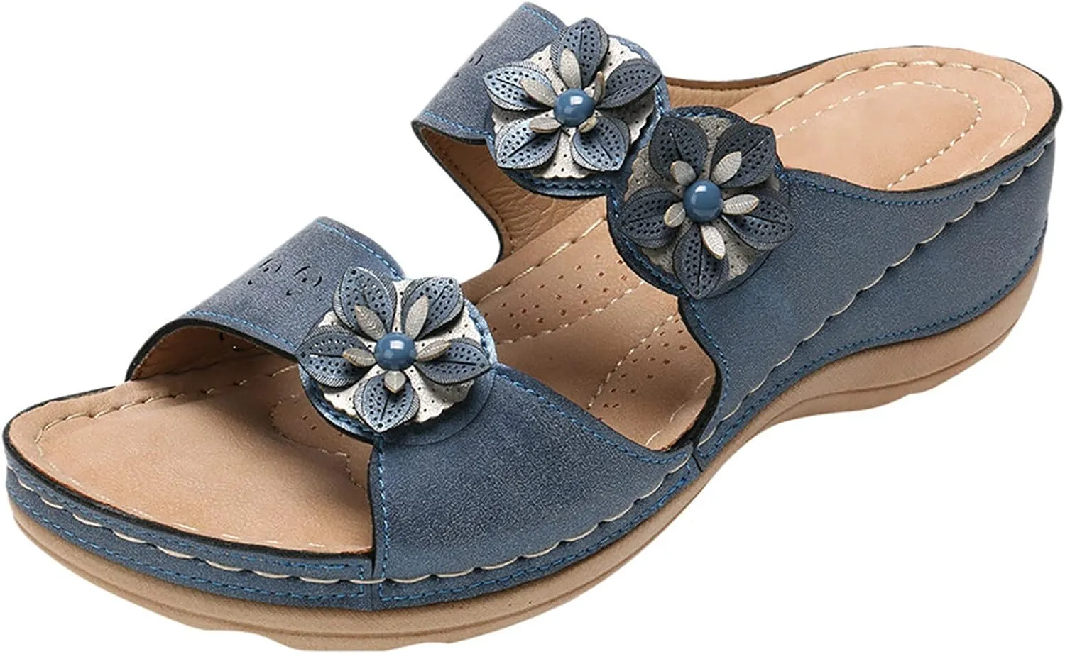 Yanzhenglip Orthopedic Sandals for Women, Women Walking Slippers with Arch Support Anti-Slip Breathable Sandal Slip On Flip Flops Comfortable Orthotic Platform Wedge Sandals