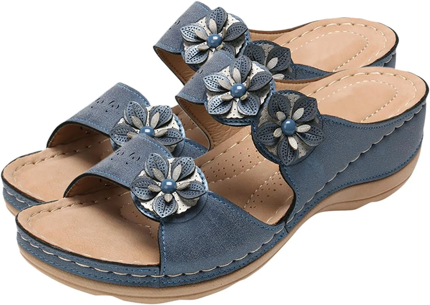 Yanzhenglip Orthopedic Sandals for Women, Women Walking Slippers with Arch Support Anti-Slip Breathable Sandal Slip On Flip Flops Comfortable Orthotic Platform Wedge Sandals