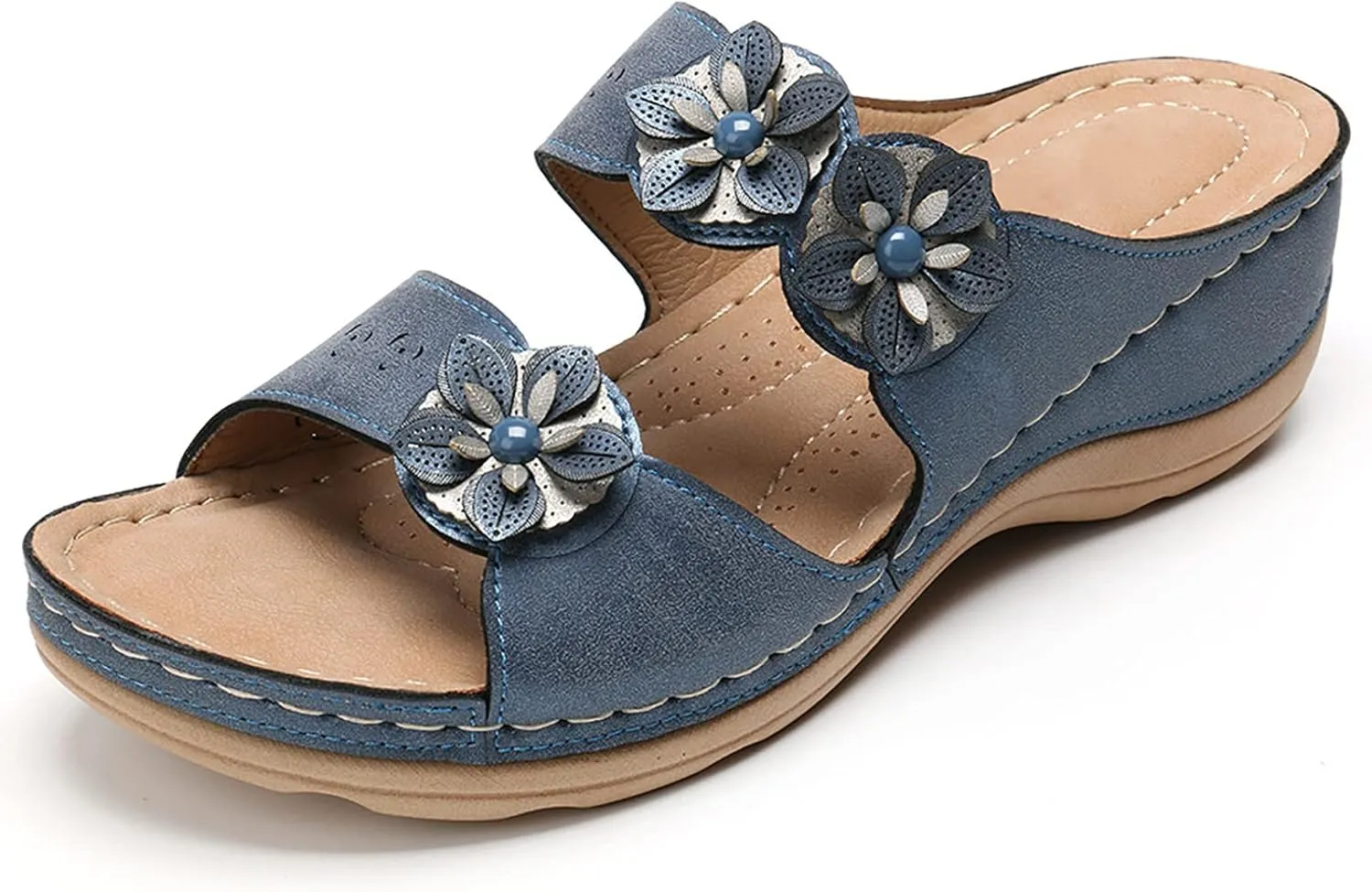 Yanzhenglip Orthopedic Sandals for Women, Women Walking Slippers with Arch Support Anti-Slip Breathable Sandal Slip On Flip Flops Comfortable Orthotic Platform Wedge Sandals