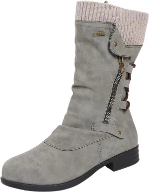 ZDLJYL Women's Knee High Comfortable Boots Suede Slouch Flat Boots for Women with Flat Heel Side Zipper Womens Riding Boots